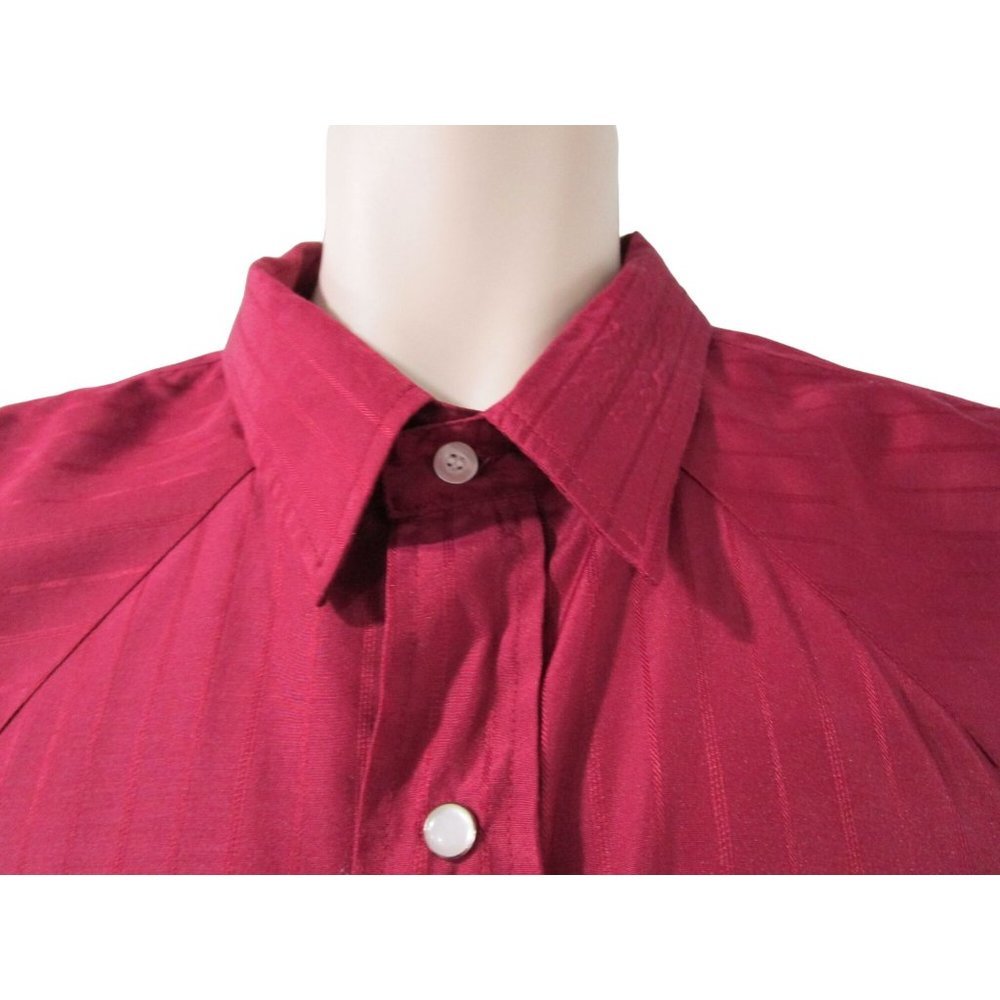Roper Burgandy Damask Stripe White Pearl Snap Western Cowboy Shirt GUC 2XL - Picture 3 of 16
